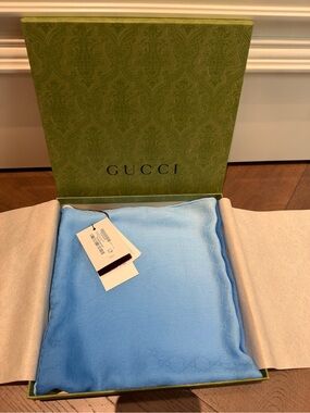 Gucci Sky Blue Silk Square Scarf